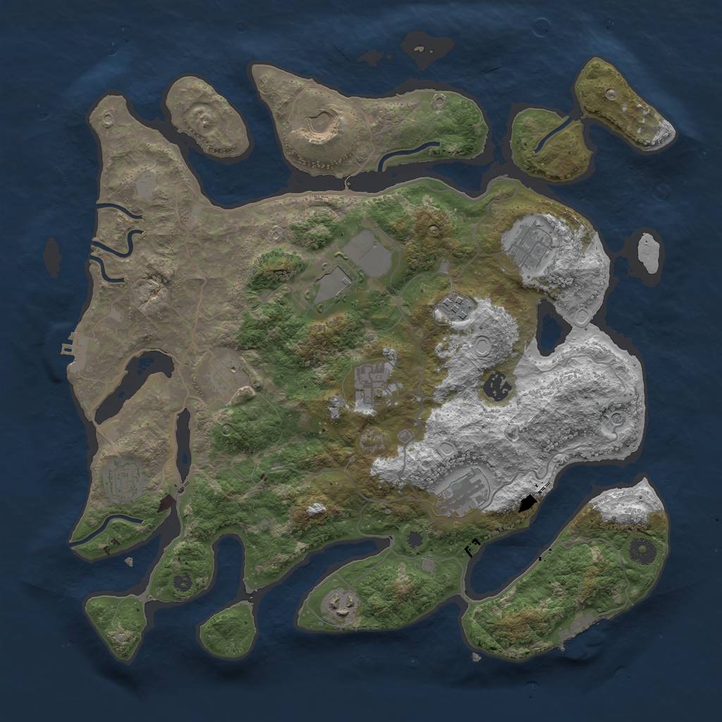 Rust Map: Procedural Map, Size: 4000, Seed: 1964018542, 18 Monuments