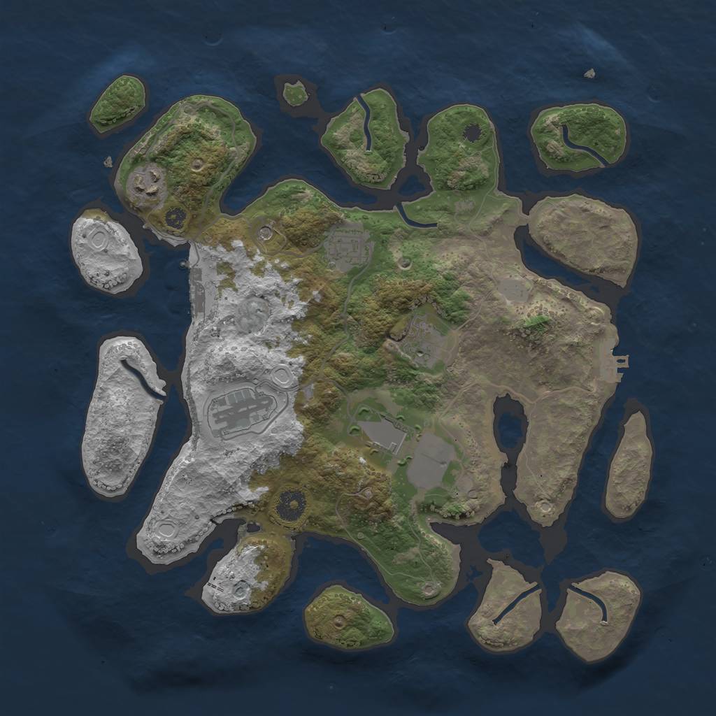 Rust Map: Procedural Map, Size: 3500, Seed: 110783092, 13 Monuments