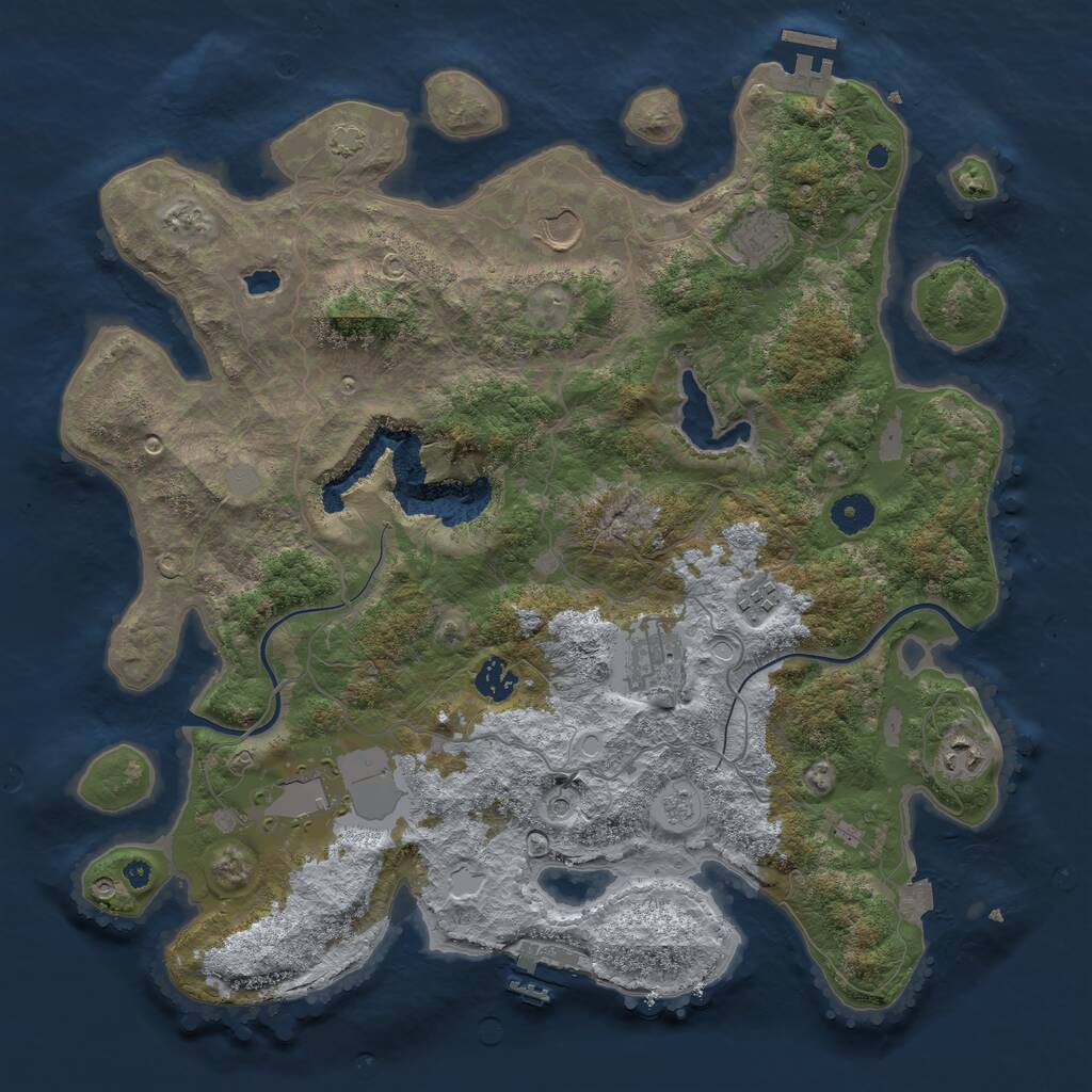 Rust Map: Procedural Map, Size: 4000, Seed: 87035343, 13 Monuments