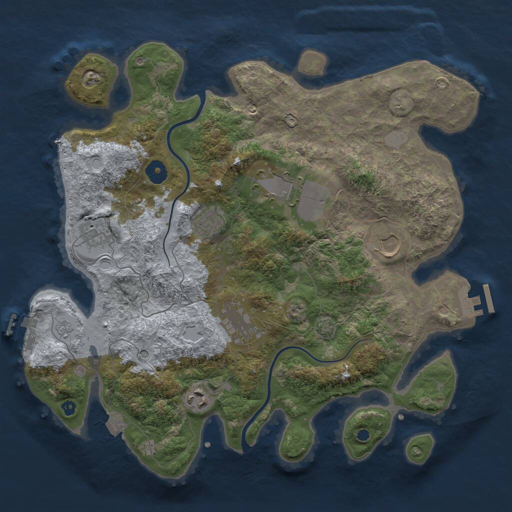 Rust Map: Procedural Map, Size: 3500, Seed: 1222666790, 12 Monuments