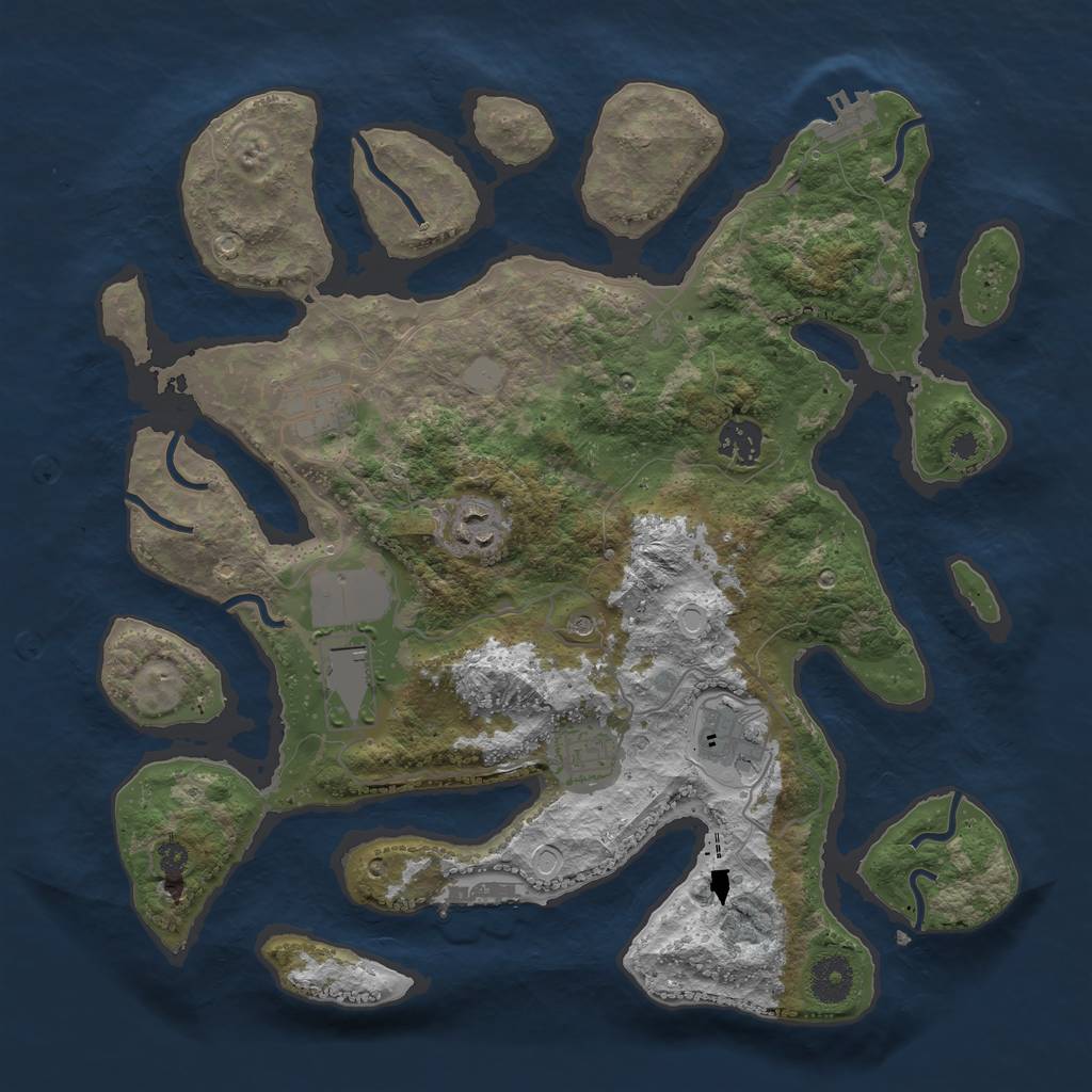 Rust Map: Procedural Map, Size: 3600, Seed: 1925420379, 14 Monuments