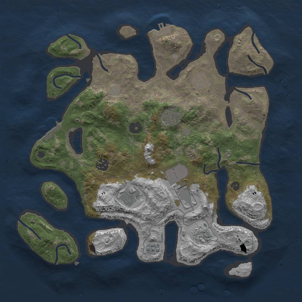 Rust Map: Procedural Map, Size: 3600, Seed: 540557, 14 Monuments
