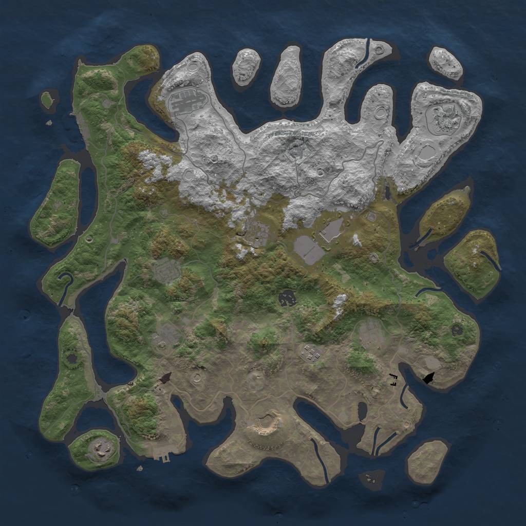 Rust Map: Procedural Map, Size: 4500, Seed: 101135976, 19 Monuments