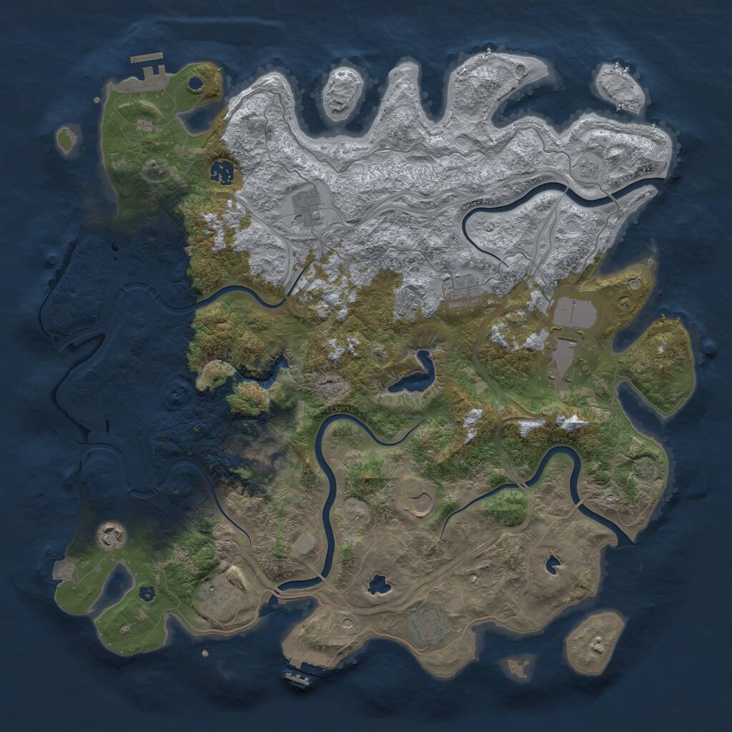 Rust Map: Procedural Map, Size: 4500, Seed: 101135976, 16 Monuments