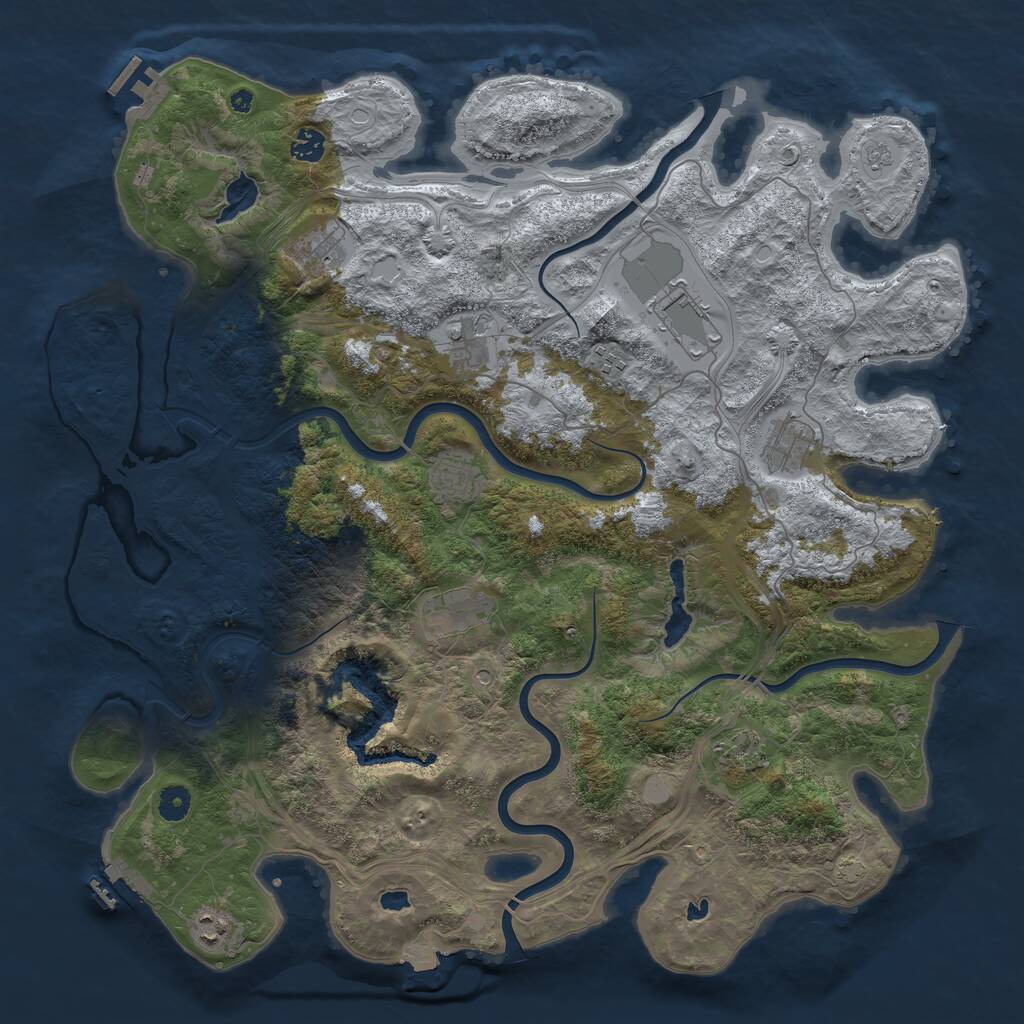 Rust Map: Procedural Map, Size: 4500, Seed: 1141545984, 16 Monuments