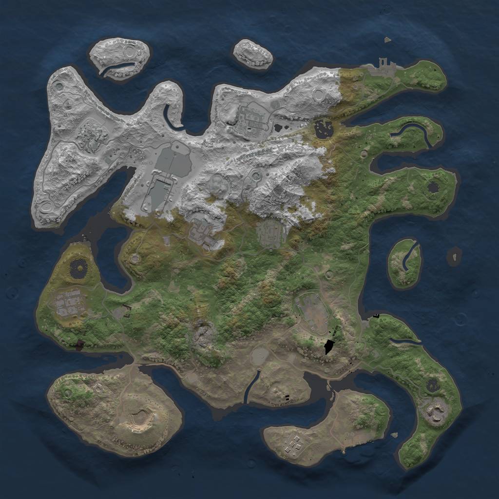 Rust Map: Procedural Map, Size: 3850, Seed: 2029346019, 19 Monuments