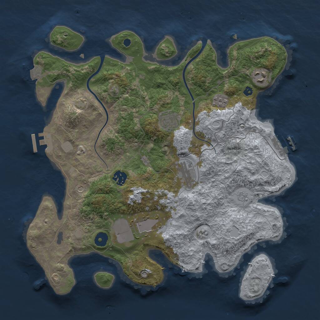 Rust Map: Procedural Map, Size: 3500, Seed: 1650258944, 12 Monuments
