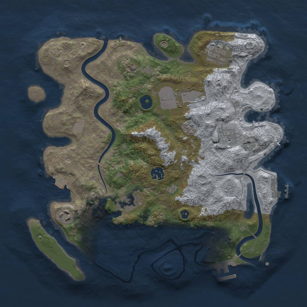 Rust Map: Procedural Map, Size: 3500, Seed: 392852670, 14 Monuments