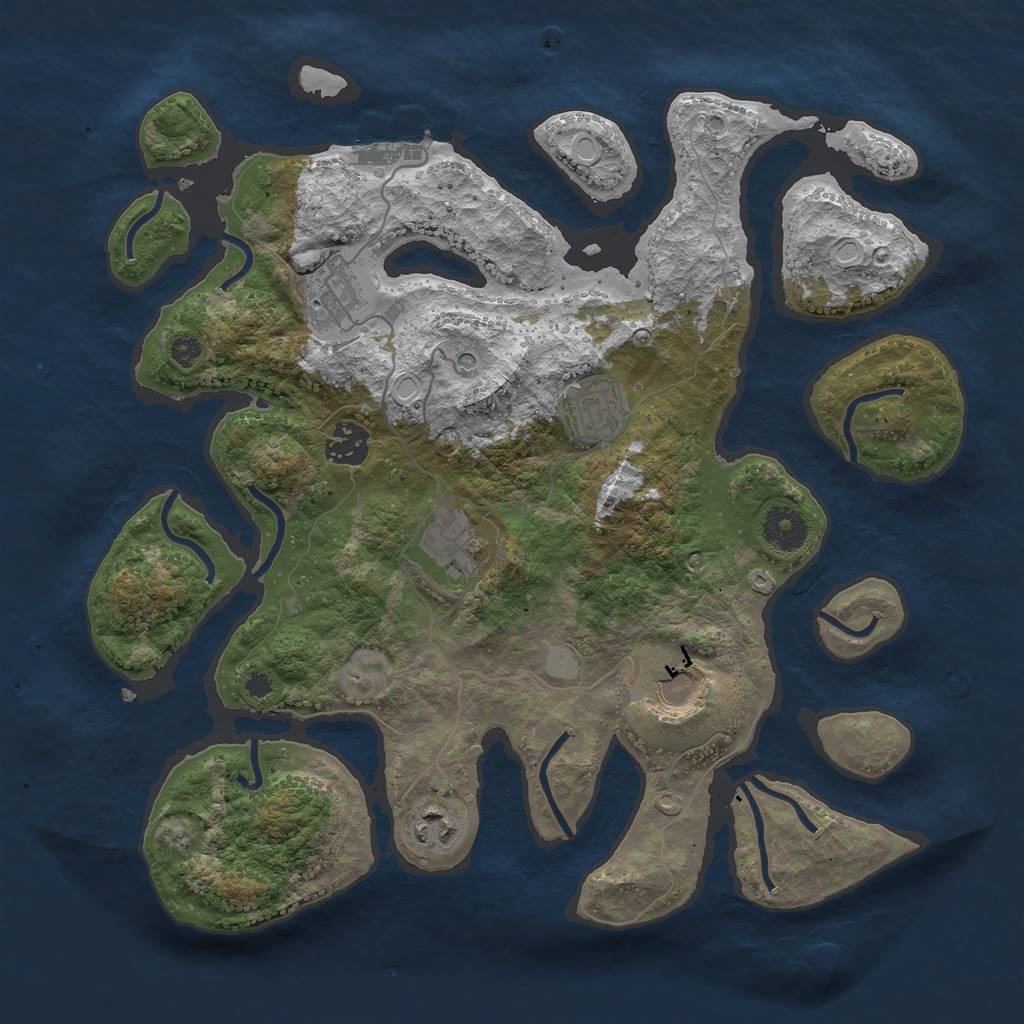 Rust Map: Procedural Map, Size: 3500, Seed: 1560464191, 13 Monuments