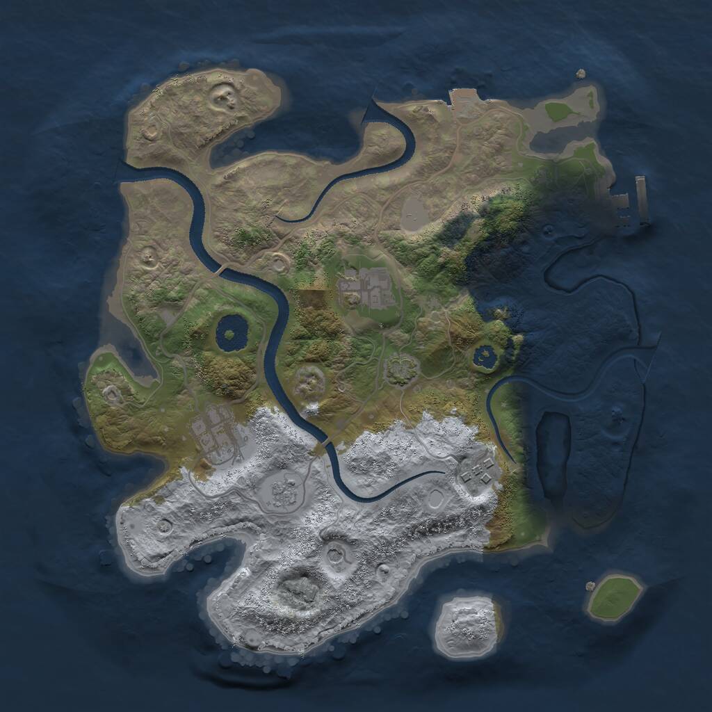 Rust Map: Procedural Map, Size: 3000, Seed: 830372317, 8 Monuments