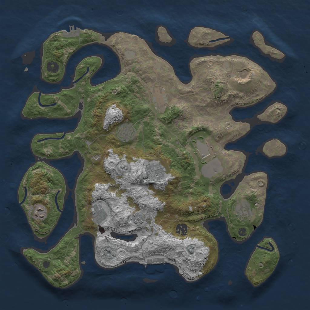 Rust Map: Procedural Map, Size: 3875, Seed: 1375955647, 18 Monuments