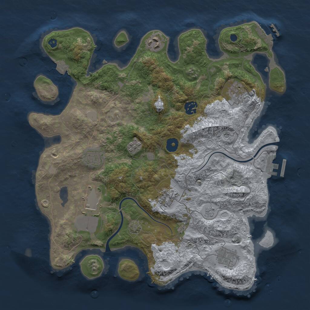 Rust Map: Procedural Map, Size: 3500, Seed: 1757920005, 14 Monuments