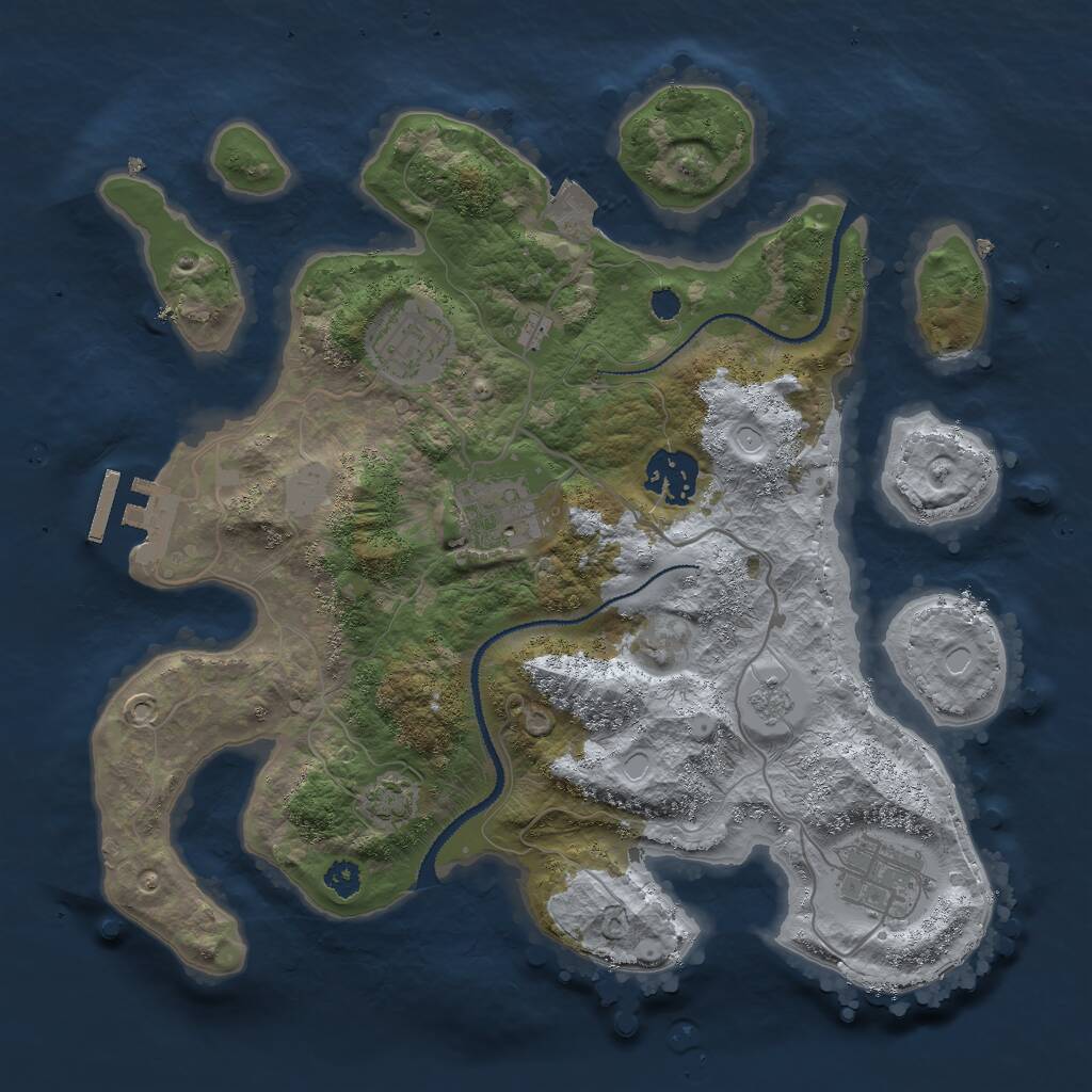 Rust Map: Procedural Map, Size: 3000, Seed: 440562, 8 Monuments