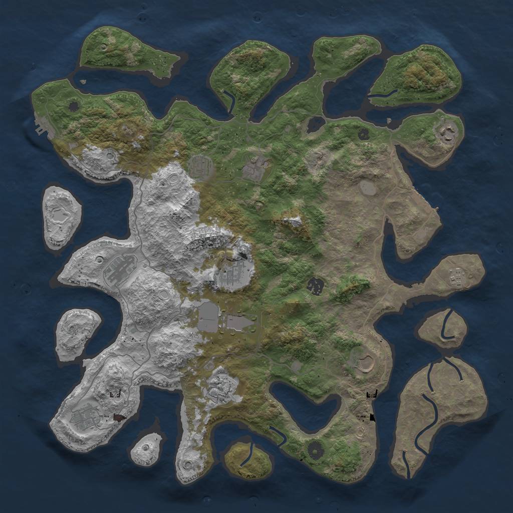 Rust Map: Procedural Map, Size: 4500, Seed: 1808952696, 19 Monuments