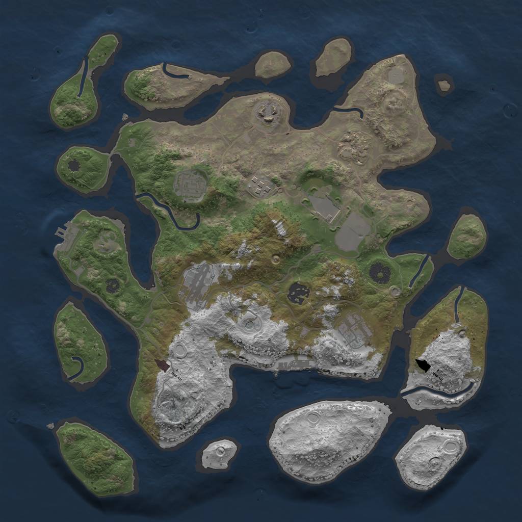 Rust Map: Procedural Map, Size: 3700, Seed: 138279608, 16 Monuments