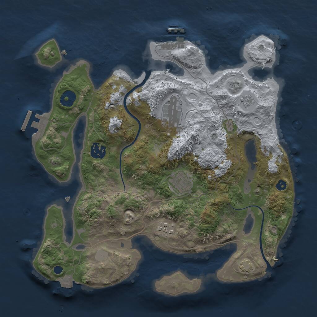 Rust Map: Procedural Map, Size: 3000, Seed: 118555751, 9 Monuments