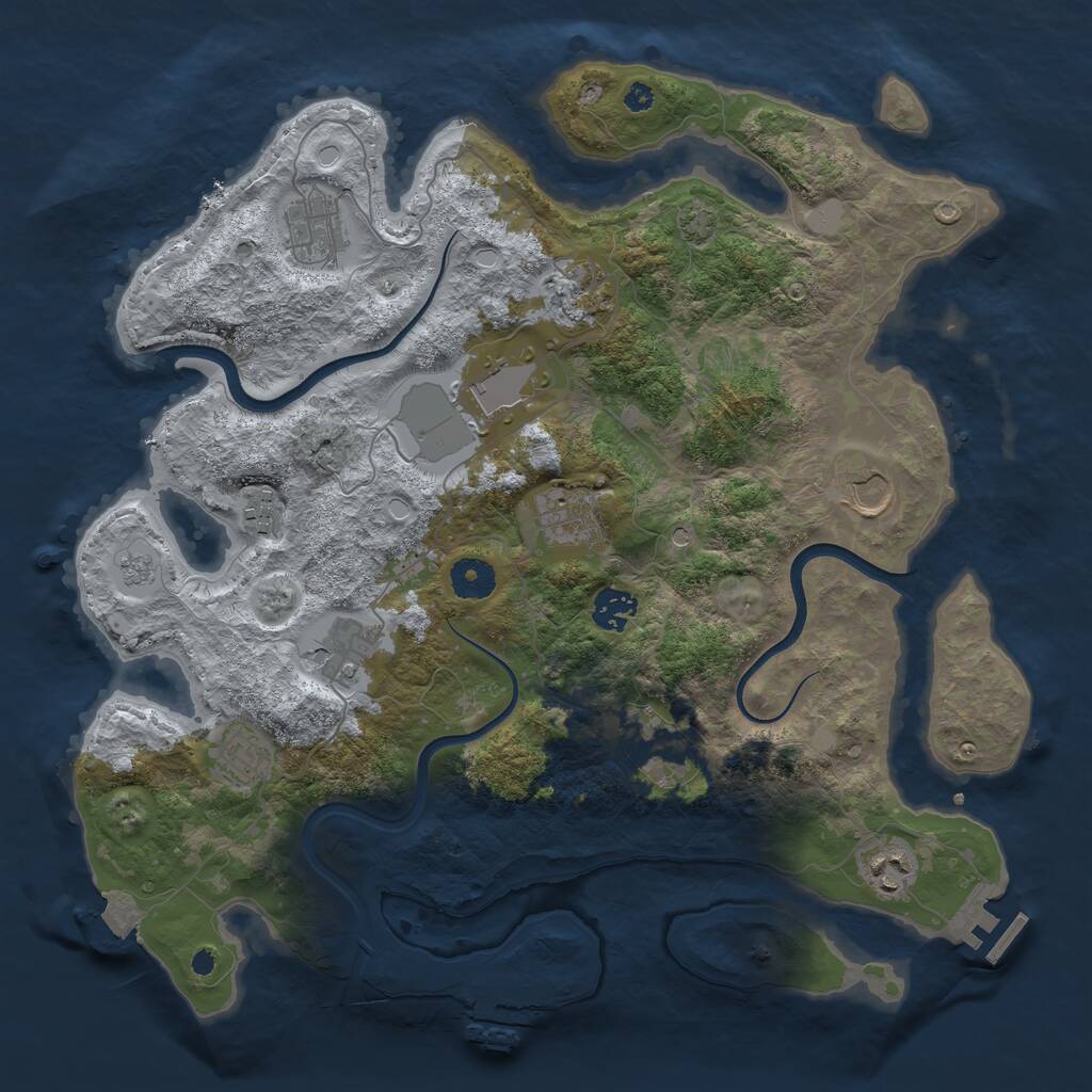 Rust Map: Procedural Map, Size: 3775, Seed: 144333219, 17 Monuments