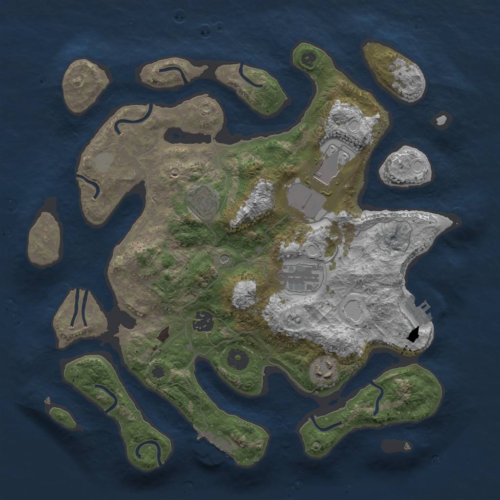 Rust Map: Procedural Map, Size: 3500, Seed: 728911572, 13 Monuments