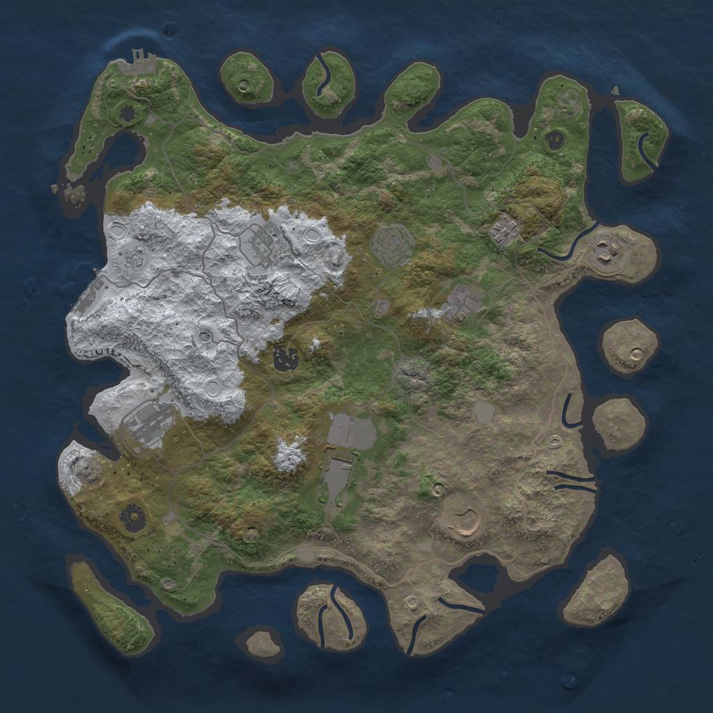 Rust Map: Procedural Map, Size: 4000, Seed: 4469, 18 Monuments