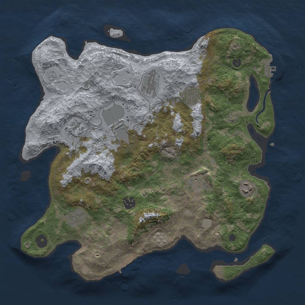 Rust Map: Procedural Map, Size: 3700, Seed: 1729569352, 18 Monuments