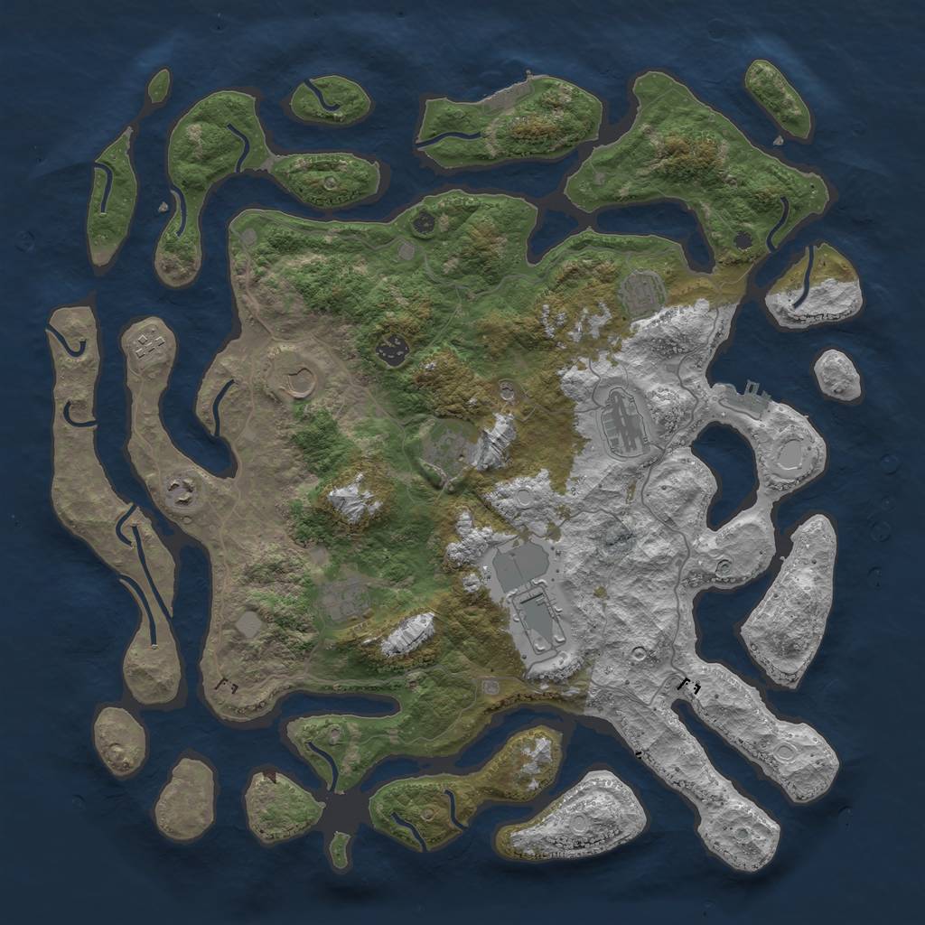 Rust Map: Procedural Map, Size: 4500, Seed: 522925406, 17 Monuments