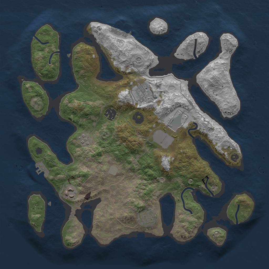 Rust Map: Procedural Map, Size: 3500, Seed: 12587, 14 Monuments
