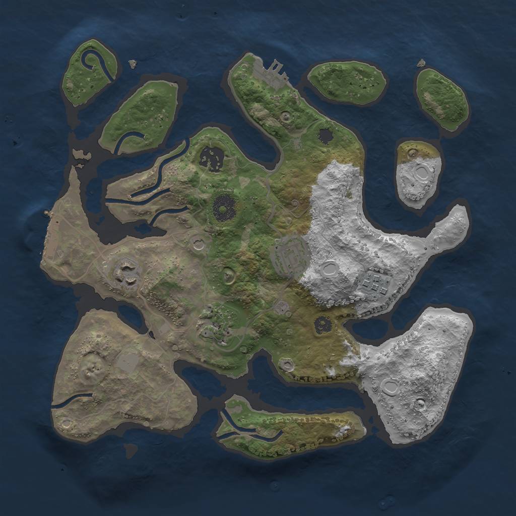 Rust Map: Procedural Map, Size: 3000, Seed: 115680085, 13 Monuments