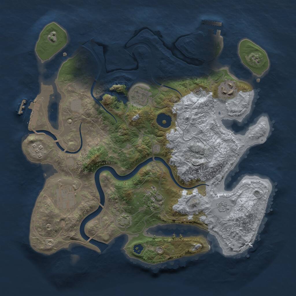 Rust Map: Procedural Map, Size: 3000, Seed: 115680085, 11 Monuments