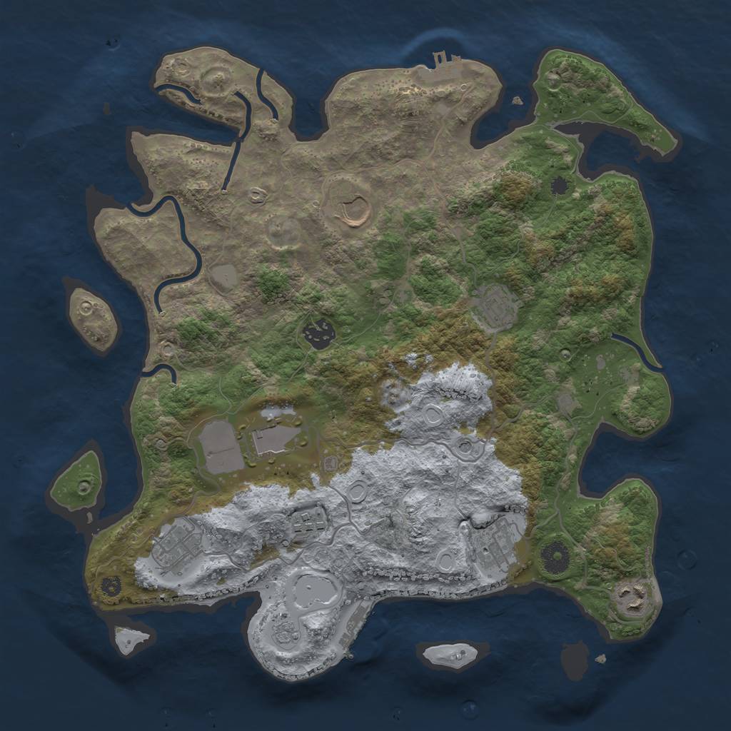 Rust Map: Procedural Map, Size: 3600, Seed: 52490296, 15 Monuments