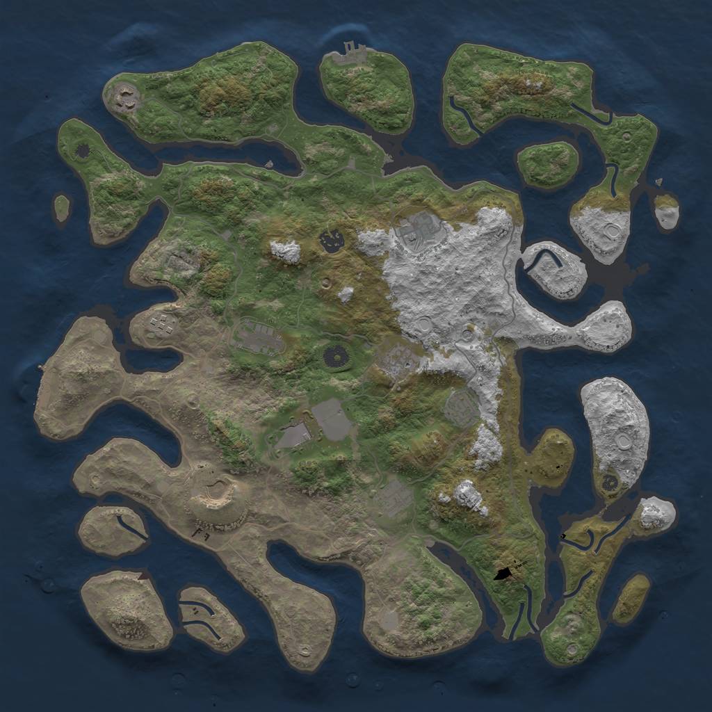 Rust Map: Procedural Map, Size: 4500, Seed: 33897710, 18 Monuments