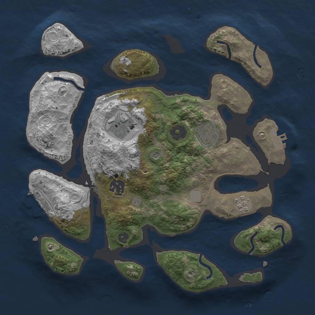 Rust Map: Procedural Map, Size: 3000, Seed: 8989, 12 Monuments
