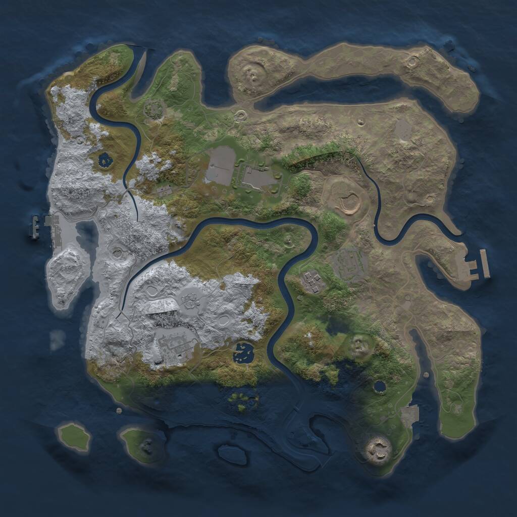 Rust Map: Procedural Map, Size: 3600, Seed: 1127020550, 13 Monuments