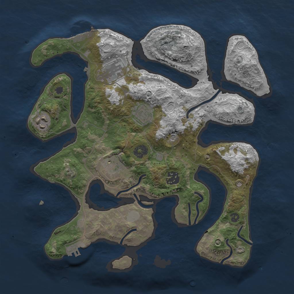 Rust Map: Procedural Map, Size: 3200, Seed: 7426467, 13 Monuments