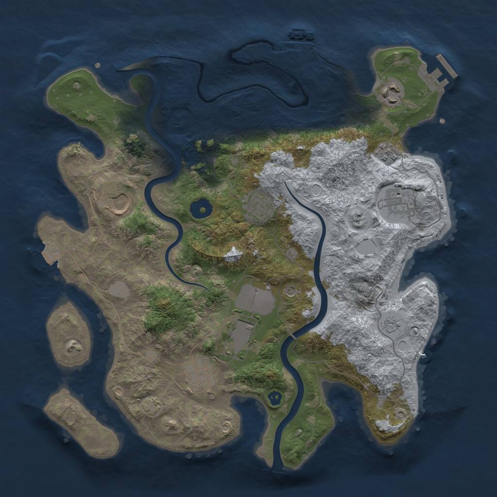 Rust Map: Procedural Map, Size: 3500, Seed: 208709446, 13 Monuments