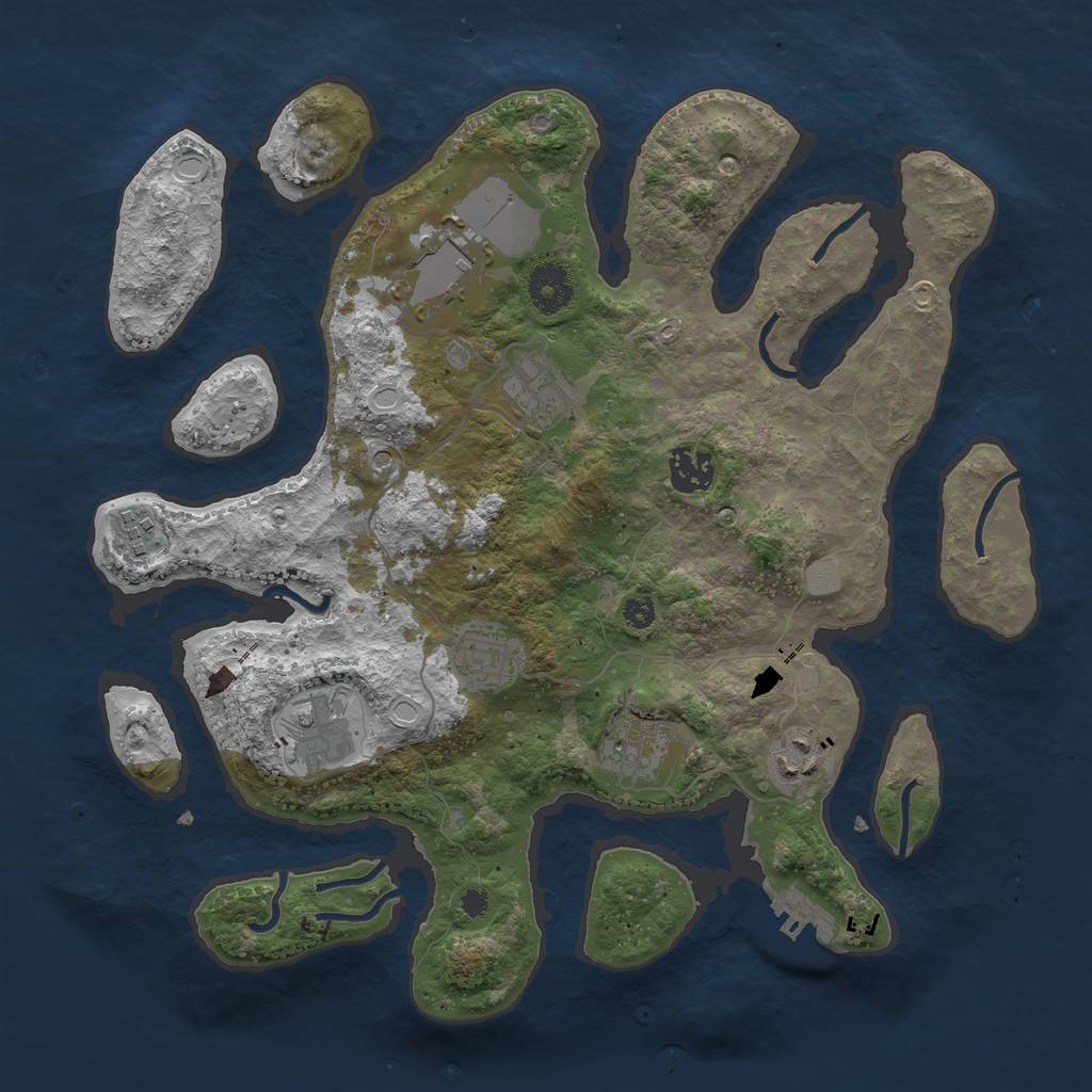 Rust Map: Procedural Map, Size: 3500, Seed: 654715, 15 Monuments