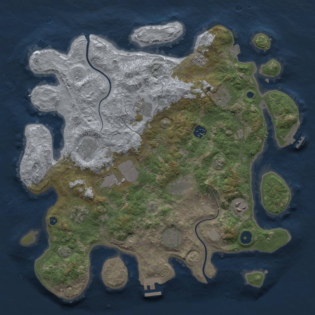 Rust Map: Procedural Map, Size: 3850, Seed: 274166630, 16 Monuments