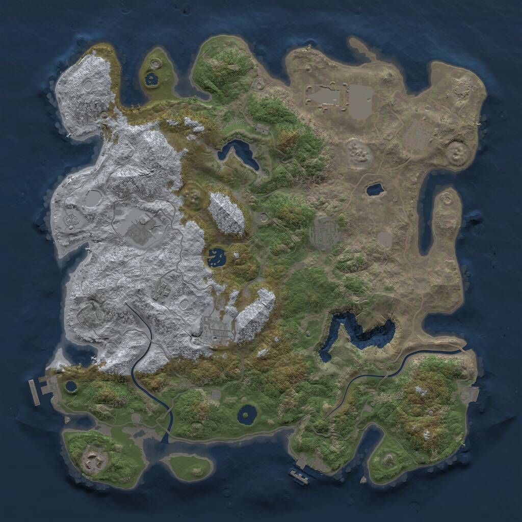 Rust Map: Procedural Map, Size: 4000, Seed: 1442, 14 Monuments