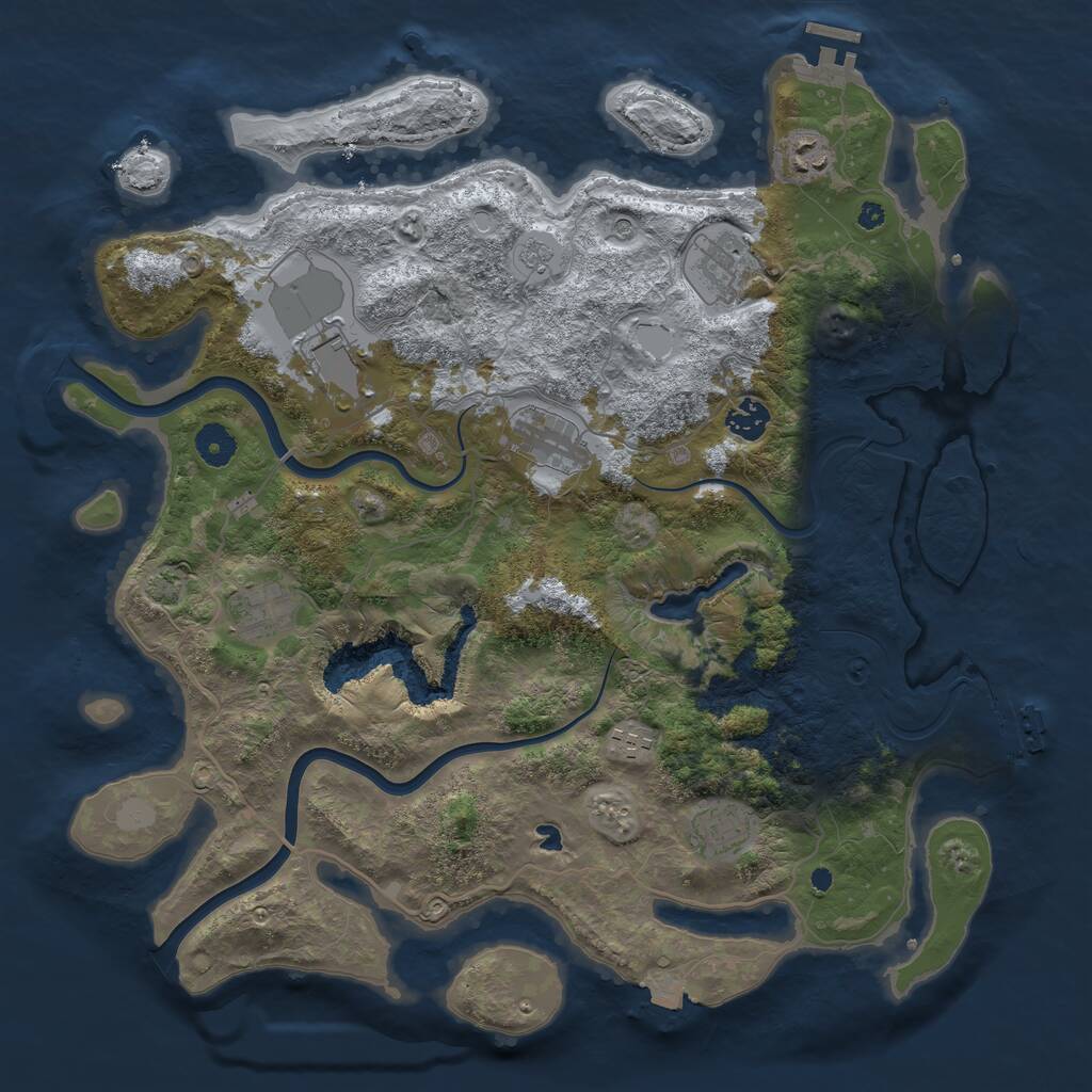 Rust Map: Procedural Map, Size: 4000, Seed: 385022, 14 Monuments