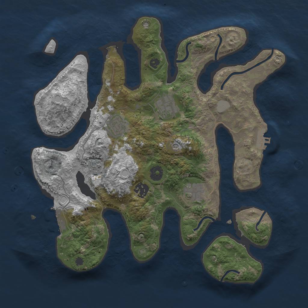 Rust Map: Procedural Map, Size: 3200, Seed: 128229996, 13 Monuments