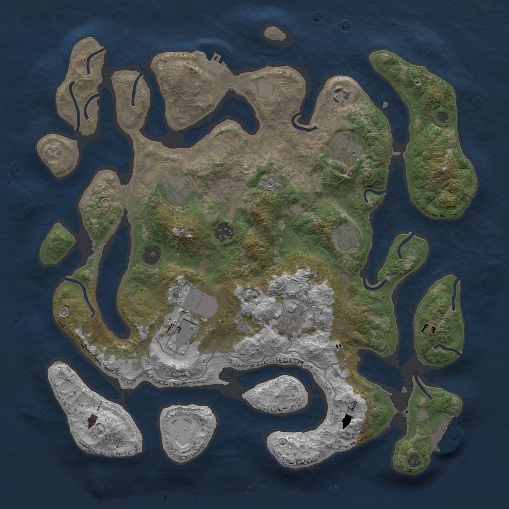 Rust Map: Procedural Map, Size: 4000, Seed: 990353471, 16 Monuments