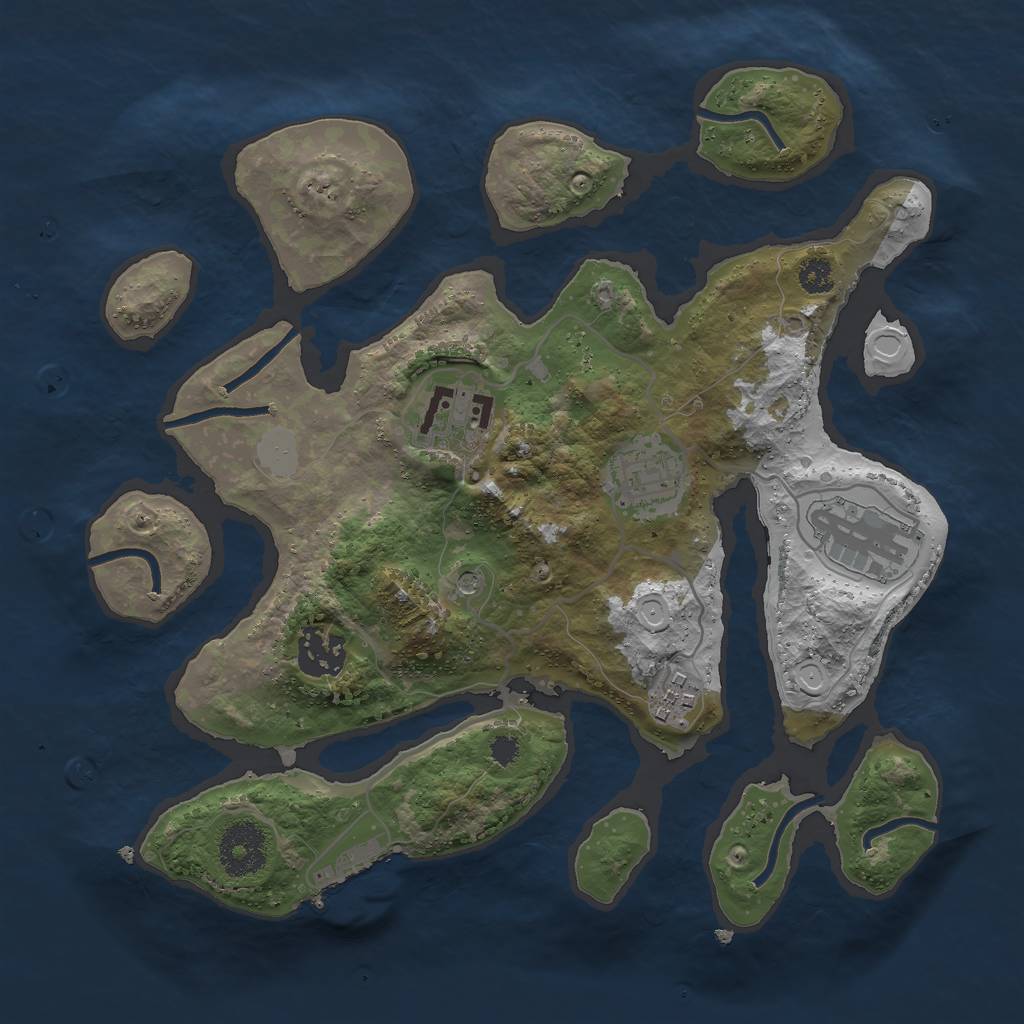 Rust Map: Procedural Map, Size: 3000, Seed: 75783784, 12 Monuments