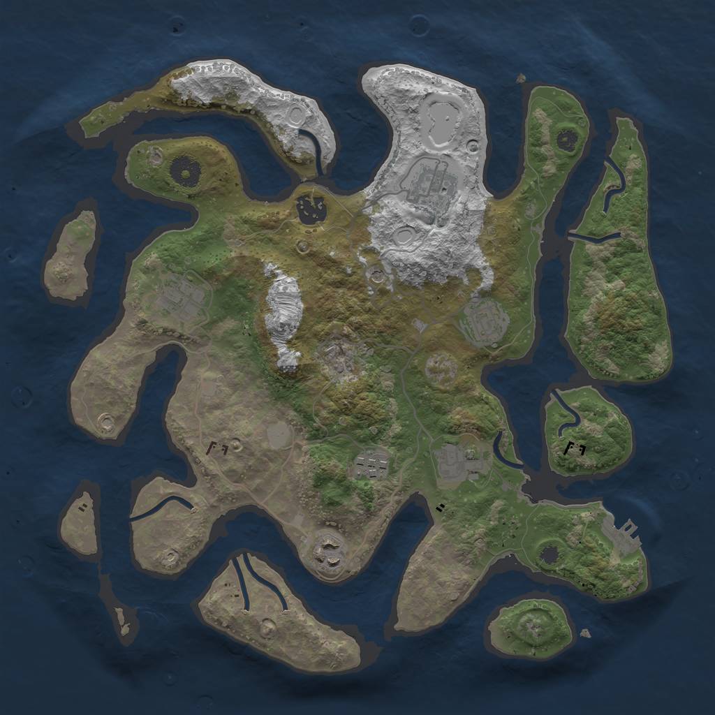 Rust Map: Procedural Map, Size: 3500, Seed: 63242573, 14 Monuments