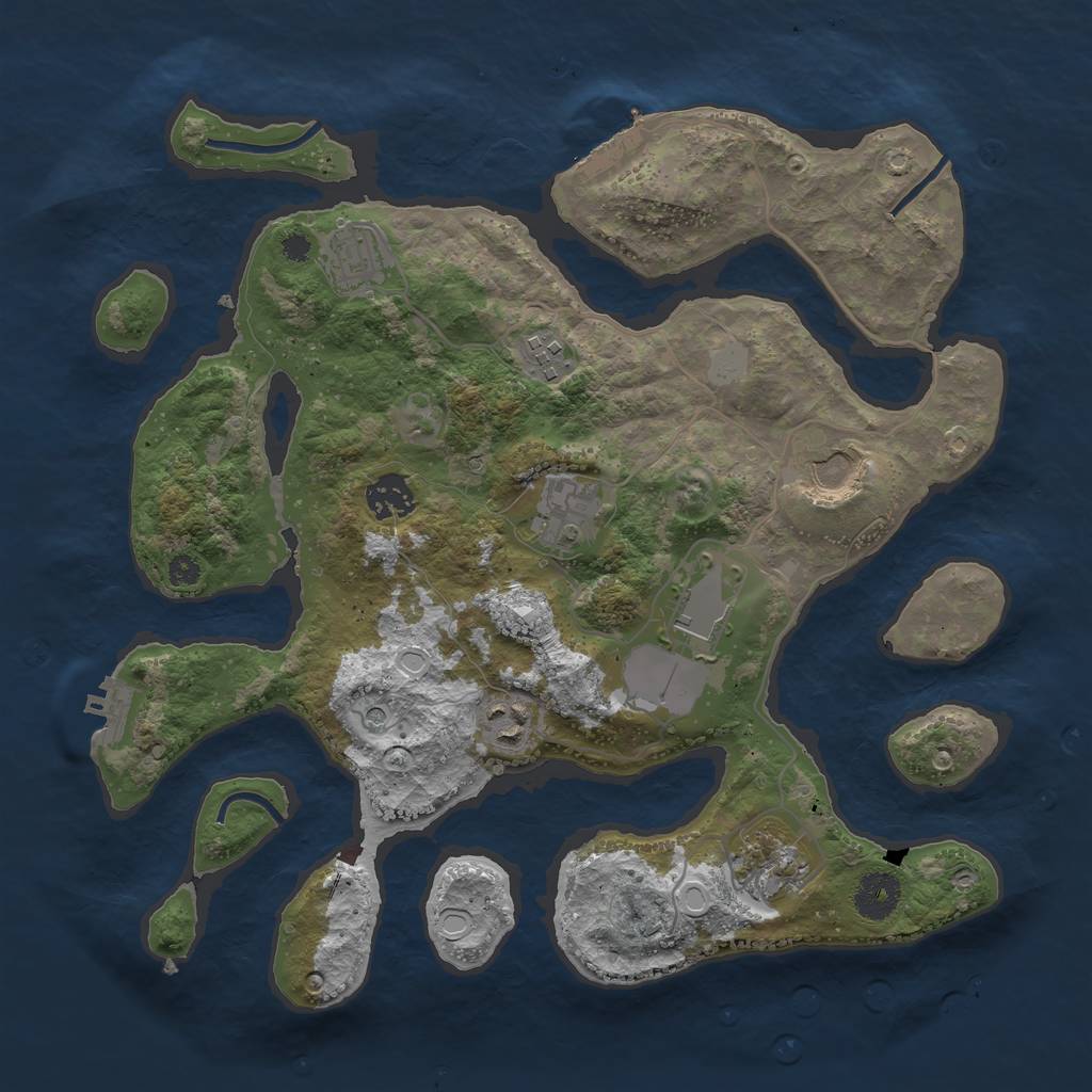 Rust Map: Procedural Map, Size: 3500, Seed: 3574, 16 Monuments