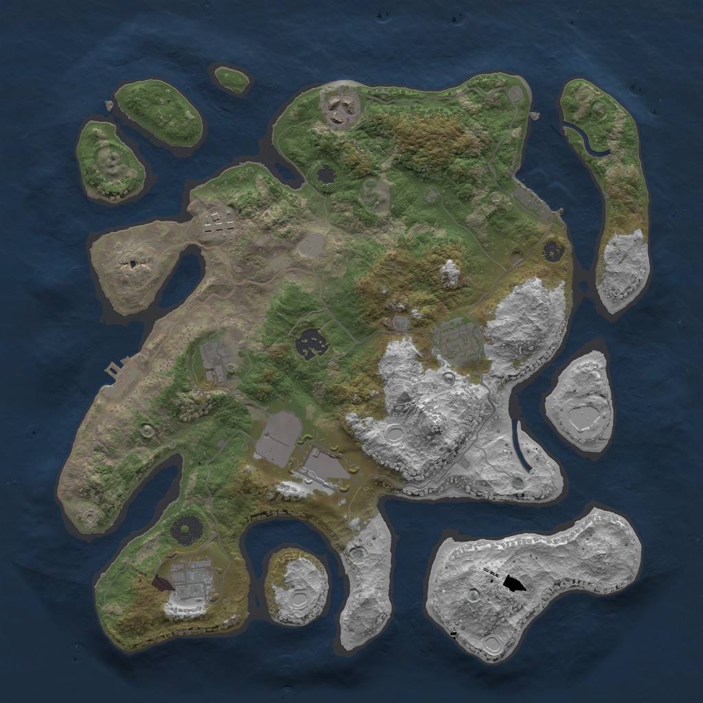 Rust Map: Procedural Map, Size: 3500, Seed: 3709, 14 Monuments