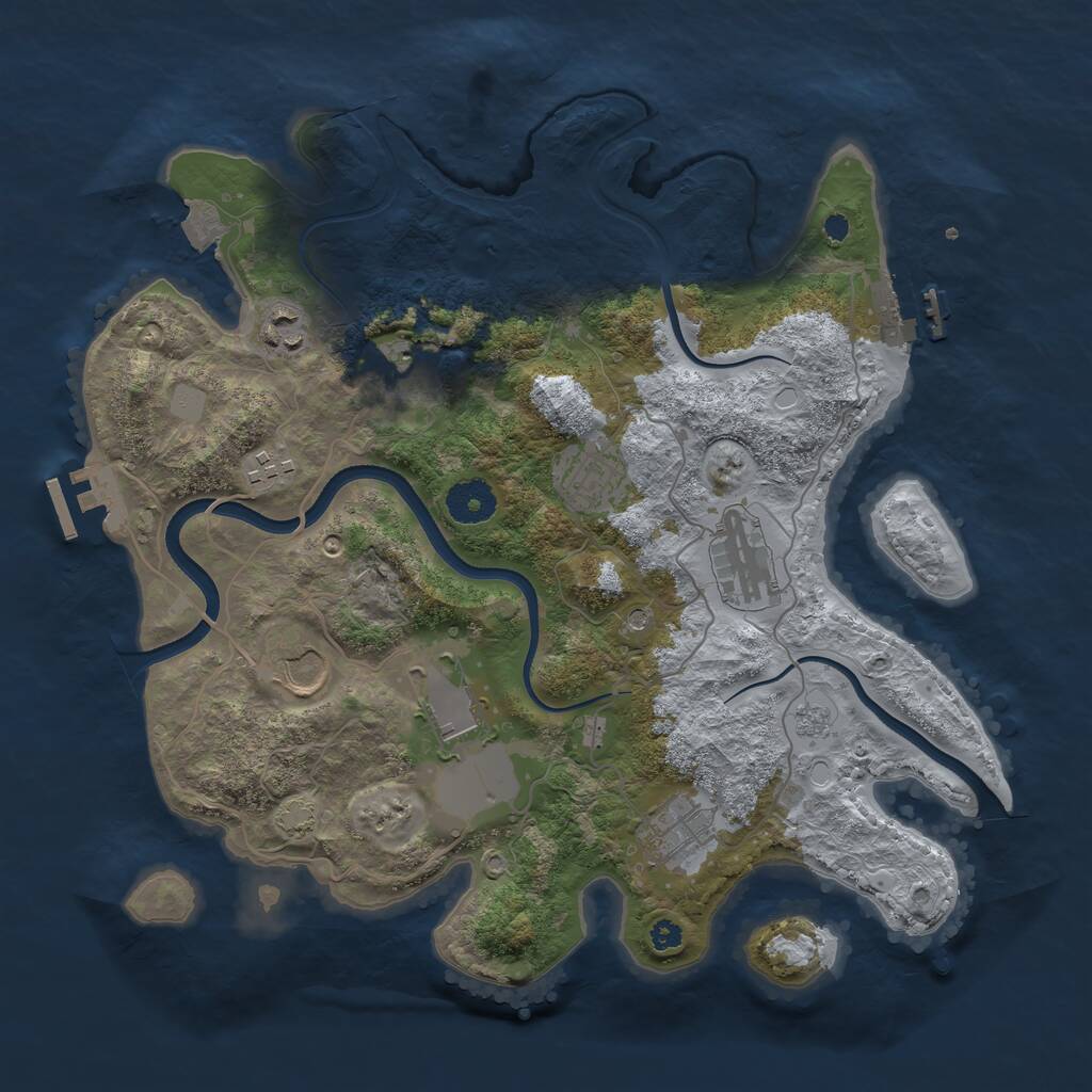 Rust Map: Procedural Map, Size: 3500, Seed: 1334153664, 14 Monuments