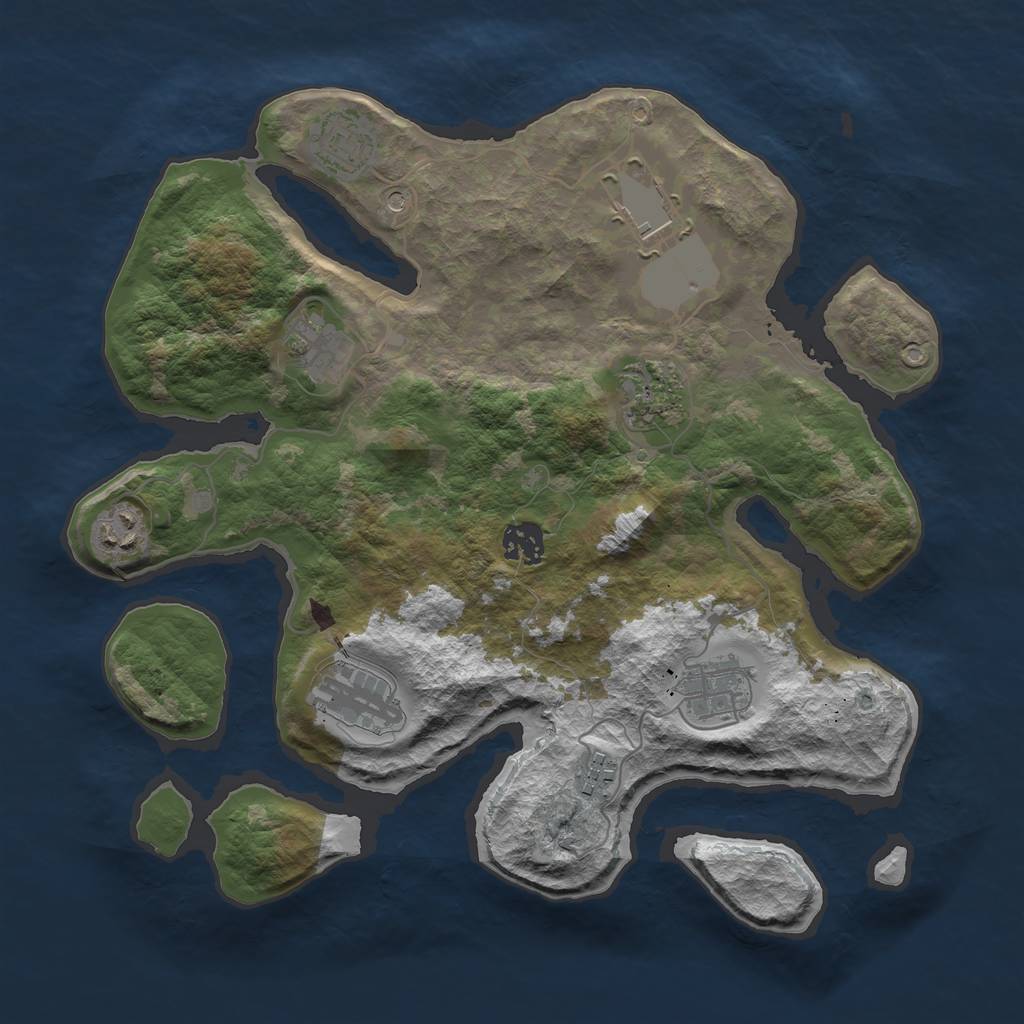 Rust Map: Barren, Size: 3500, Seed: 85152204, 12 Monuments