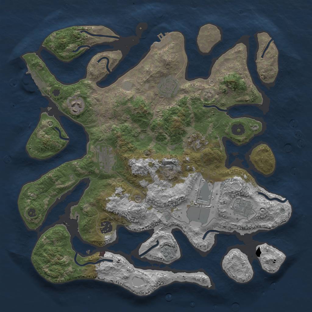 Rust Map: Procedural Map, Size: 3700, Seed: 7942074, 16 Monuments