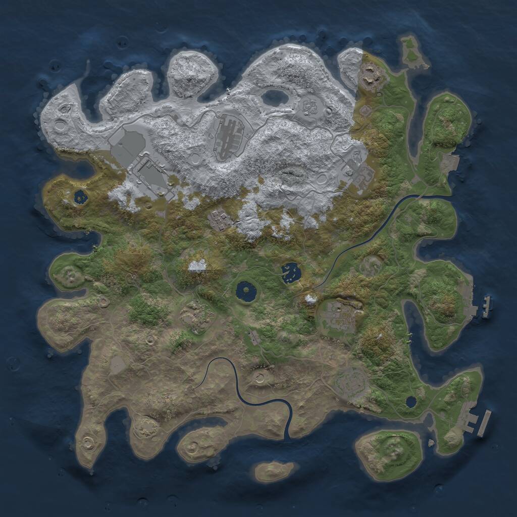 Rust Map: Procedural Map, Size: 3800, Seed: 1735158507, 15 Monuments