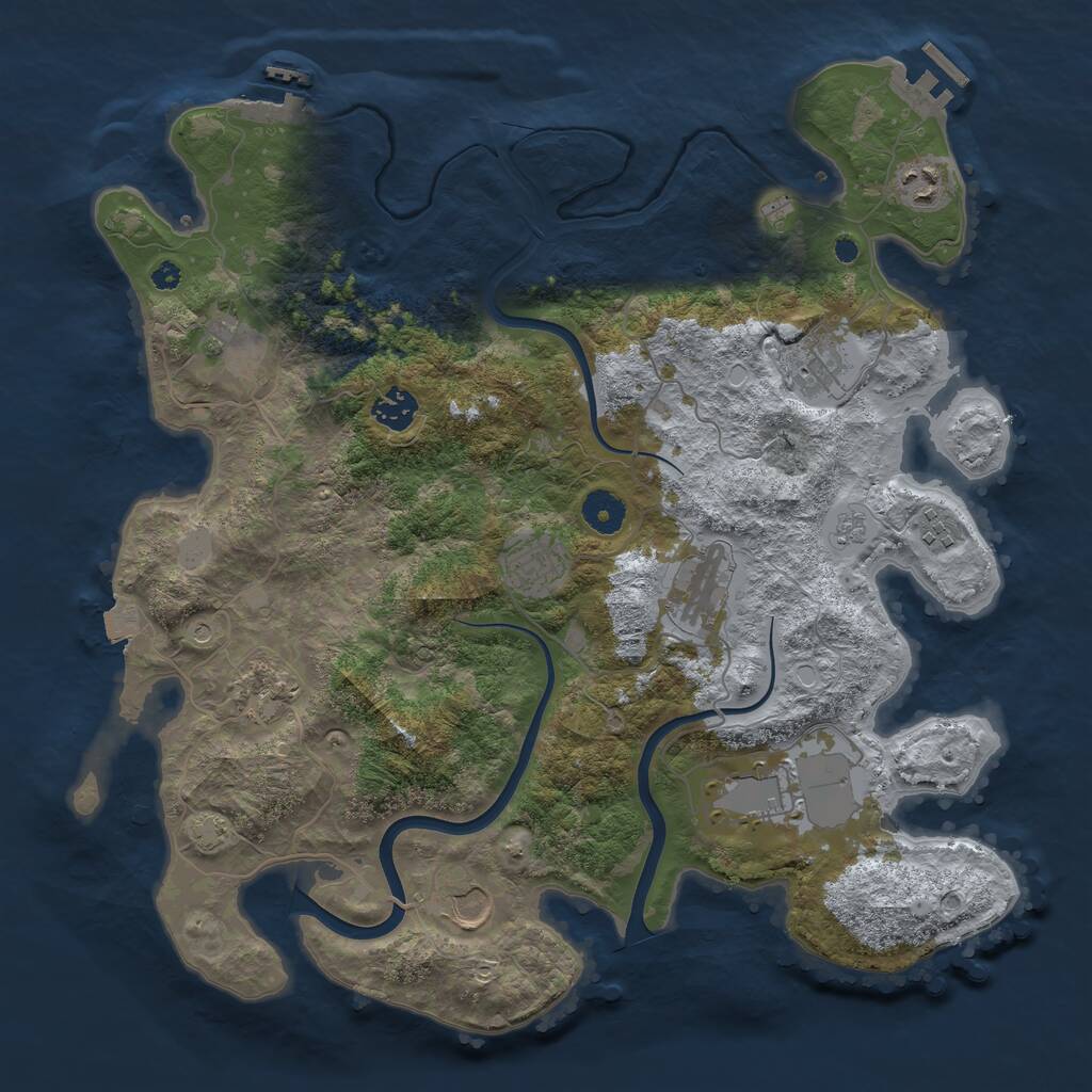 Rust Map: Procedural Map, Size: 3850, Seed: 1082239456, 16 Monuments