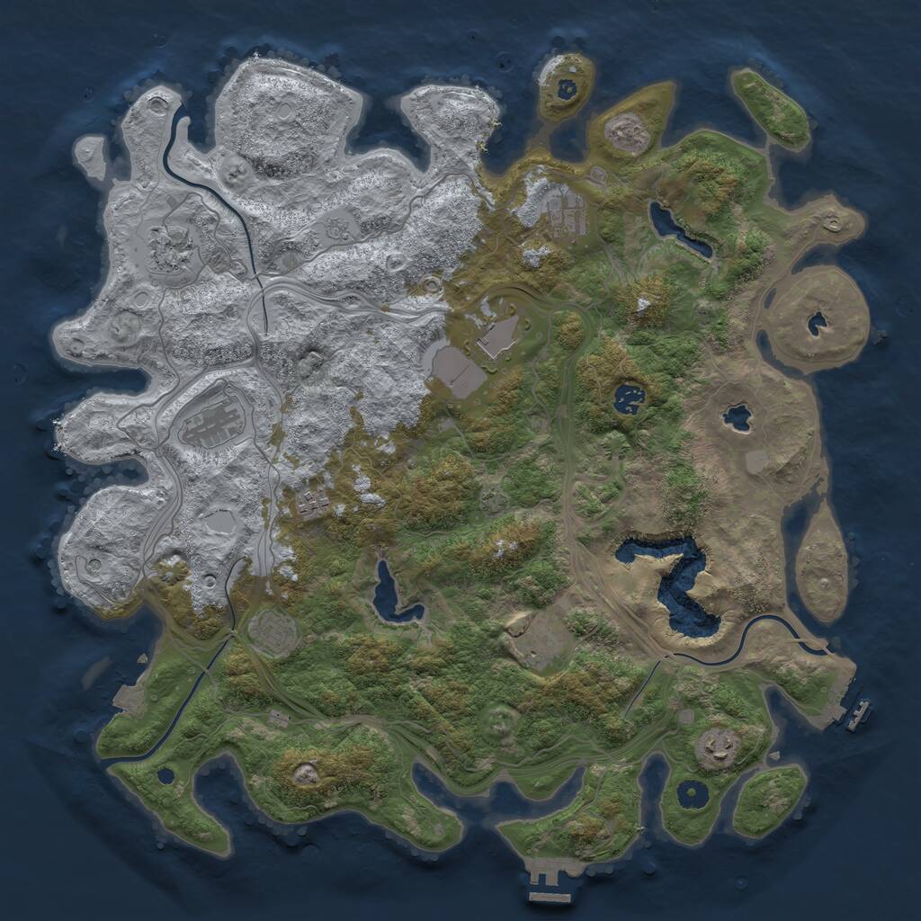 Rust Map: Procedural Map, Size: 4500, Seed: 1640382908, 15 Monuments
